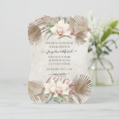 Invitation Blush Tropical Orchid Floral Palm Folid Noir (Debout devant)