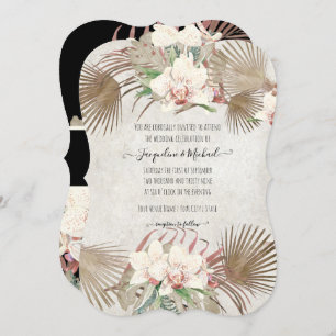 Invitation Blush Tropid Palm Floral Folim Noir