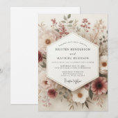 Invitation Blush Vintage Botanical Wedding (Devant / Derrière)