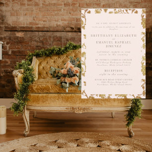 Invitation Blush Vintage & Chinoiserie Dorée 2 Lieux