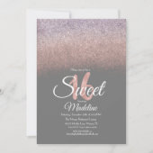 Invitation Blush Violet Élégant Ombré Pailleté Sweet 16 (Devant)