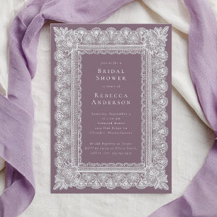 Invitation Blush Violet Napperon Dentelle Élégant Shower de M