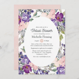 Invitation Blush, Violet & Plum Virtual Baby ou Fête des mari