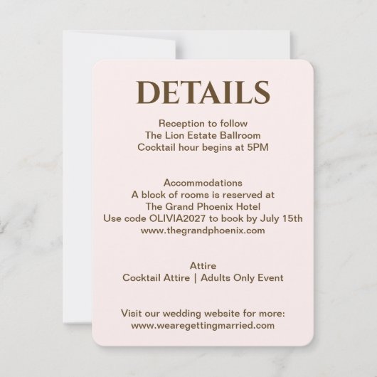 Invitation Blush Wedding Details Card | Soft Glam by JLI (Devant)