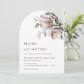 Invitation Blush White 3D Roses Simple Wedding (Debout devant)