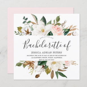 Invitation Blush & White Belle Fleurs Bachelorette Party
