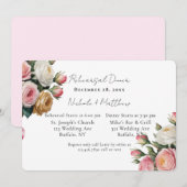 Invitation Blush White Gold Floral Rehearsal Dinner (Devant / Derrière)