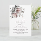Invitation Blush White Textured Roses Simple Wedding (Debout devant)