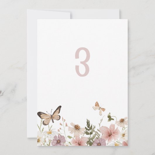 Invitation Blush Wildflower Young Wild Three 3rd Birthday (Dos)