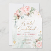 Invitation Blush Winter Onederland 1st birthday (Devant)