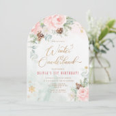 Invitation Blush Winter Onederland 1st birthday (Debout devant)