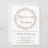 Invitation Blush Winter Wreath Bridesmaids Luncheon Invitatio (Devant)