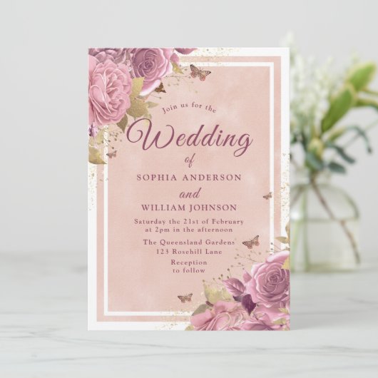 Invitation Blush Wonderland : Magnifique Mariage Floral Blush (Debout devant)