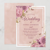 Invitation Blush Wonderland : Magnifique Mariage Floral Blush (Devant / Derrière)