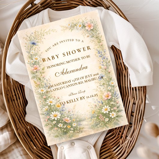 Invitation Blush Yellow Wildflower Baby Shower