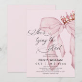 Invitation Blushing Bow Elle Noue Le Nœud Réception De Mariag (Devant / Derrière)