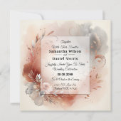 Invitation Blushing Petals and Silver Swirls Wedding (Devant)
