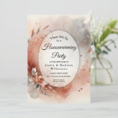 Invitation Blushing Petals Silver Swirls Housewarming Party (Debout devant)