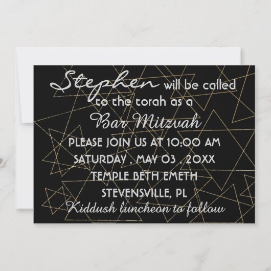 Invitation BM Bar Mitzvah Bar Mitzvah Gold Stars 5 x 7 (Devant)