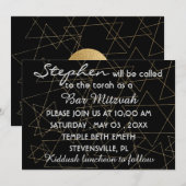 Invitation BM Bar Mitzvah Bar Mitzvah Gold Stars 5 x 7 (Devant / Derrière)
