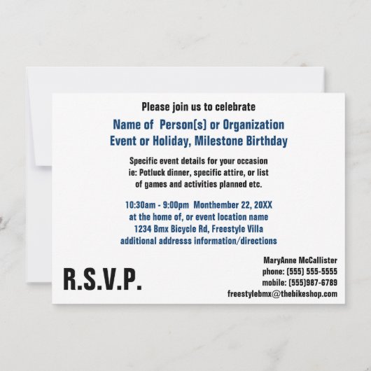 Invitation BMX Bicycle Freestyle (Dos)