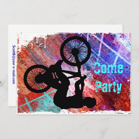 Invitation BMX sur le rusty Grunge (Devant / Derrière)