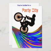 Invitation BMX sur Rainbow Road Party (Devant / Derrière)