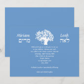 Invitation B'Nai Mitzvah Jumelles Arbre de Vie Hébreu (Devant / Derrière)