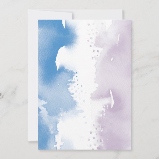 Invitation B'NEI MITZVAH script bleu & violet aquarelle 2 (Dos)