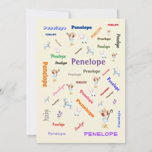 Invitation BO PEEP NURSERY RHYME Mot Cloud Nom Collage (Devant)