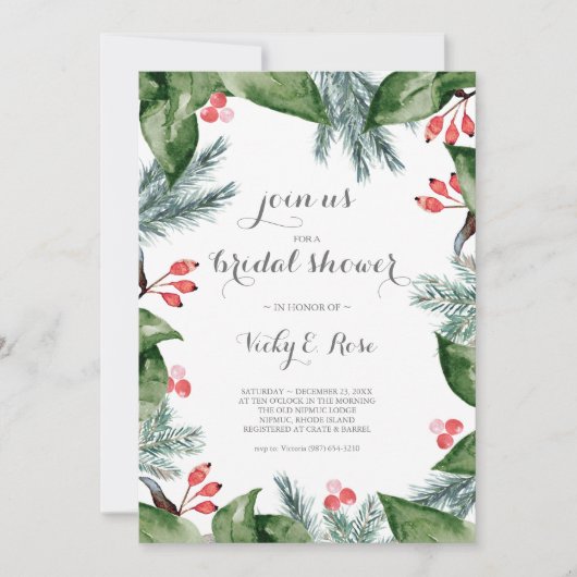 Invitation Boarder Botander moderne Fête des mariées de Noël (Devant)