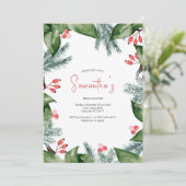 Invitation Boarder botanique moderne Fête des mariées de Noël (Debout devant)