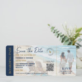 Invitation Boarding Pass Beach Save The Date QR Code Wedding (Debout devant)