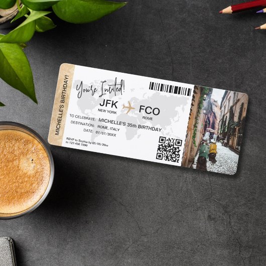 Invitation Boarding Pass Birthday Trip Plane Ticket