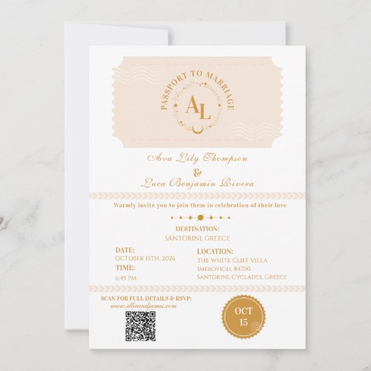 Invitation Boarding Pass Cosmic Wedding Destination (Devant)