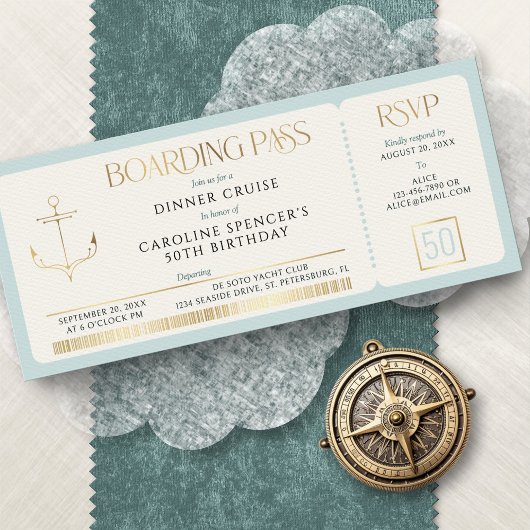 Invitation Boarding Pass Cruise Birthday