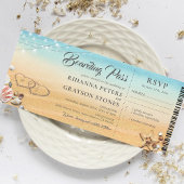 Invitation Boarding Pass Hearts in Sand Mariage