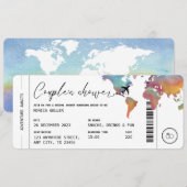 Invitation Boarding Pass Travel Themed Couple's Shower (Devant / Derrière)