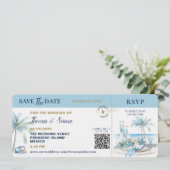 Invitation Boarding Pass Tropical Destination QR Code Wedding (Debout devant)