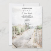 Invitation Boardwalk en bois à la plage Mariage (Devant)