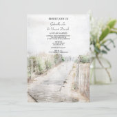 Invitation Boardwalk en bois à la plage Mariage (Debout devant)