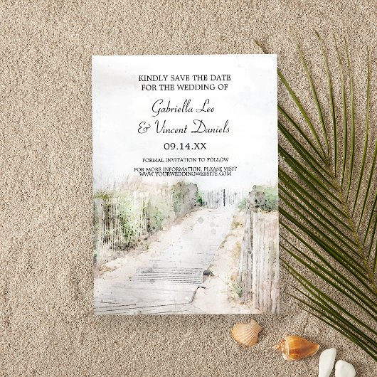 Invitation Boardwalk en bois à la plage Mariage Enregistrer l