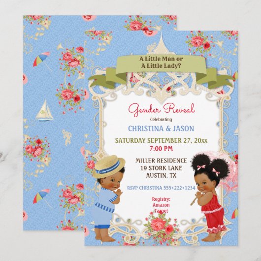 Invitation Boardwalk Victoriana Beach Summer Gender Revela (Devant / Derrière)