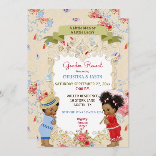 Invitation Boardwalk Victoriana Beach Summer Gender Revela (Devant / Derrière)