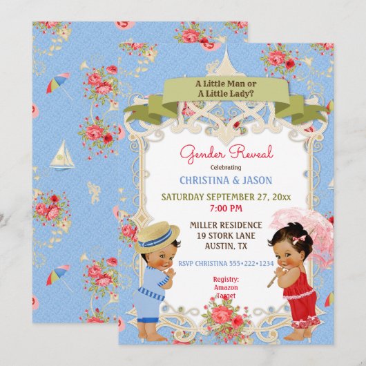 Invitation Boardwalk Victoriana Beach Summer Gender Revela (Devant / Derrière)