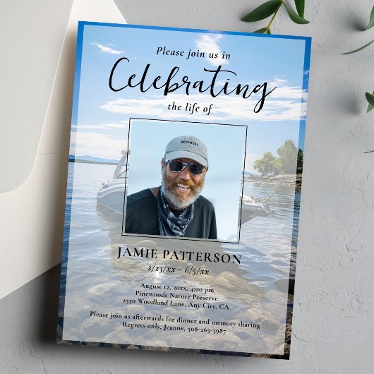 Invitation Boating Captain Celebration of Life Photo Funeral