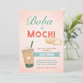 Invitation Boba Bubble Tea Baby shower Japon Corée Kawaii (Debout devant)