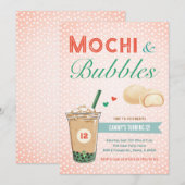 Invitation Boba Bubble Tea Mochi Sweet Kids Ado Adolescent (Devant / Derrière)