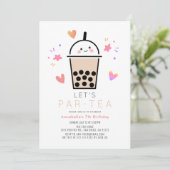 Invitation Boba Bubble Tea Party Par-tea Kid's Birthday (Debout devant)