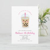 Invitation Boba Tea Party en rose (Debout devant)